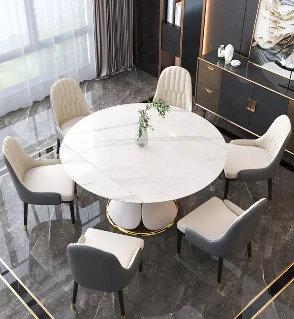 Mesa de comedor mármol abatible extensible