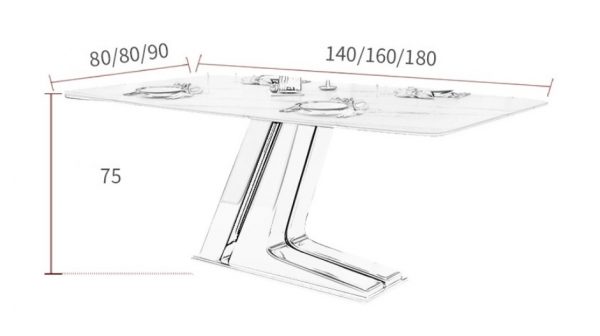 Mesa de comedor de pizarra con forma de vientre de pez