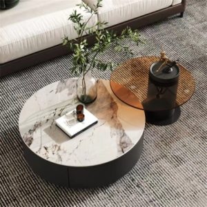 Mesa de centro simple de vidrio marrón