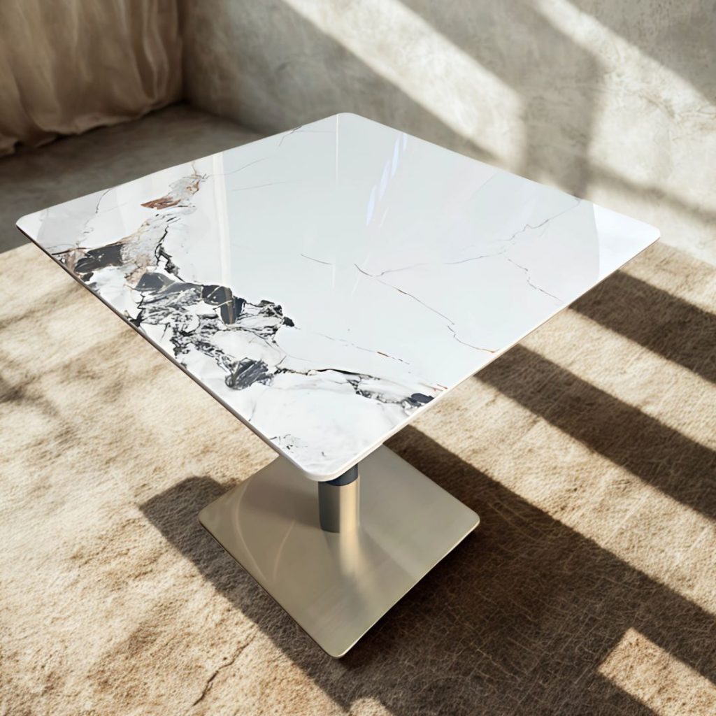 Mesa de mármol CZ-05 sinterizado grueso 120x80-80x80