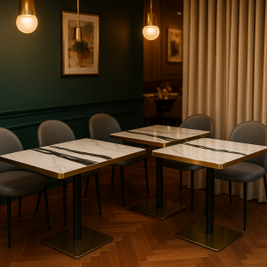 Mesa hostelería CZ-27-28 imitación mármol 120x75/75x75