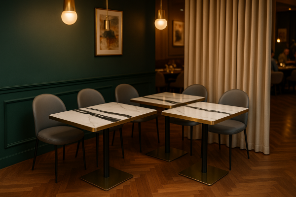 Mesa hostelería CZ-27-28 imitación mármol 120x75/75x75