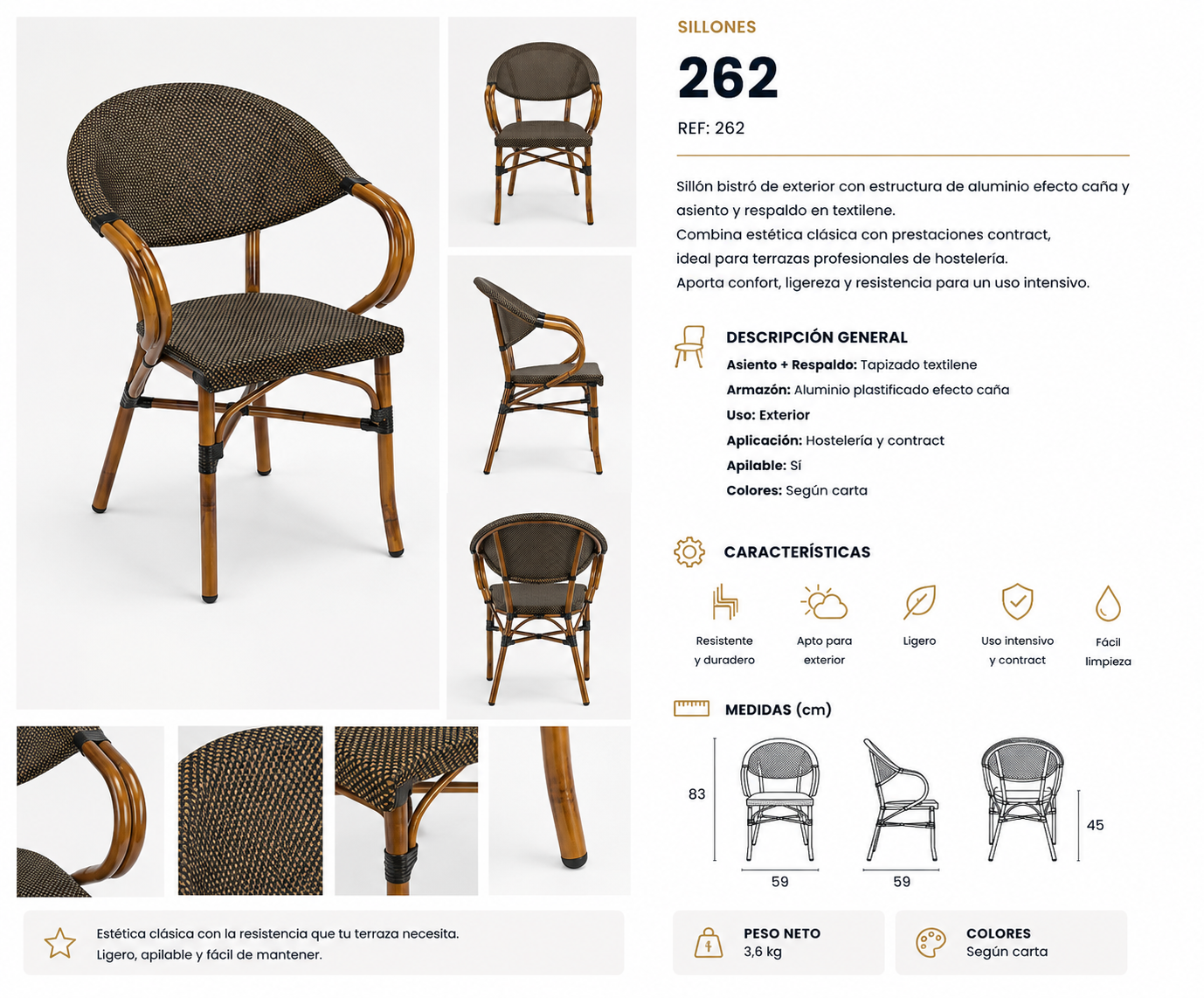 Silla exterior reposabrazos RRO-262