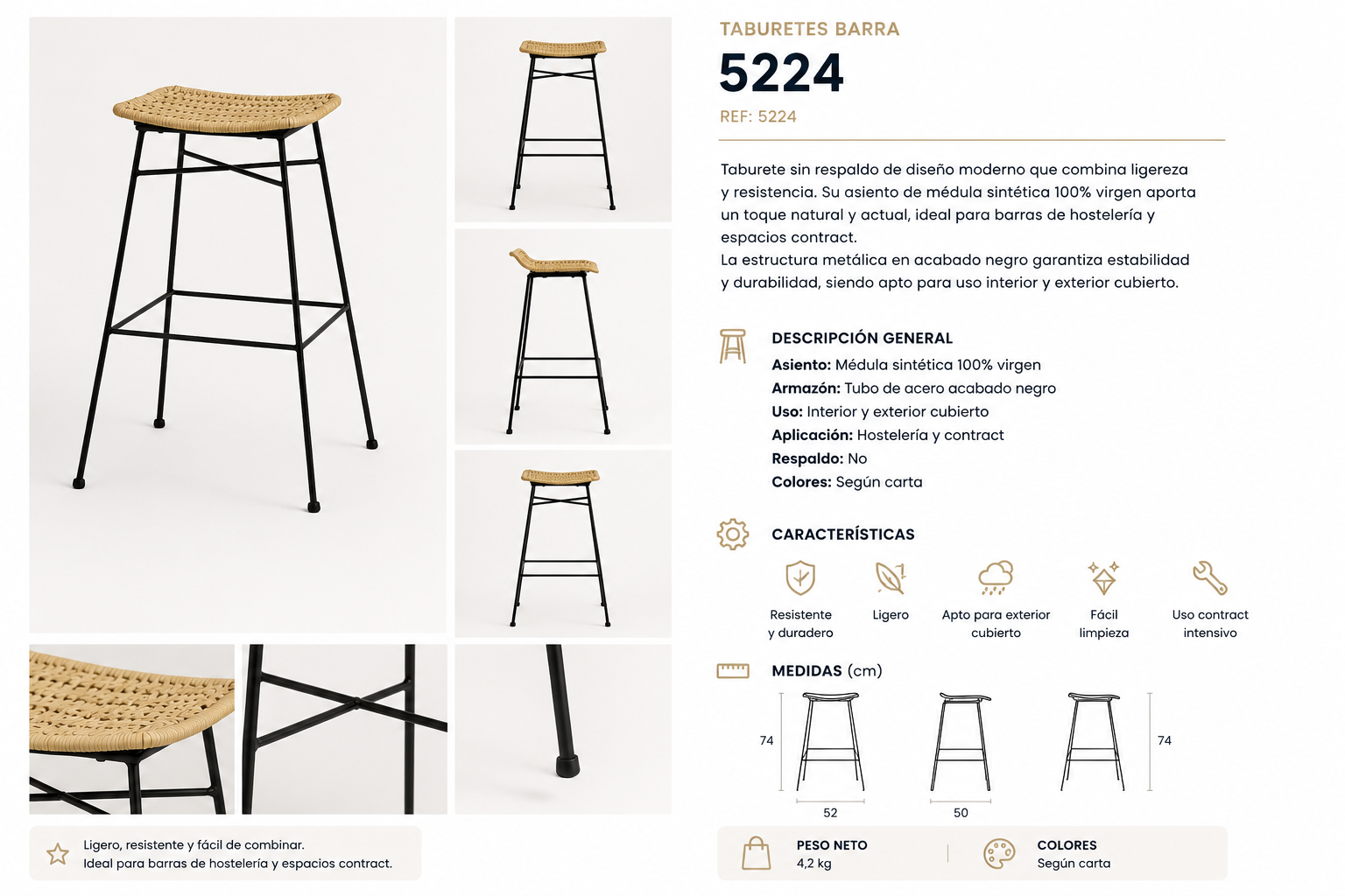 Taburete alto sin respaldo Andrea RRO-5224
